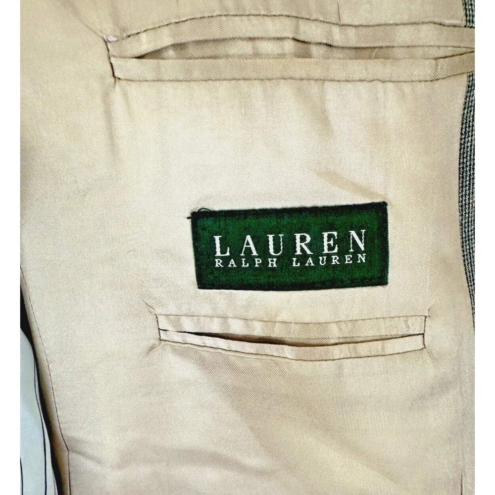 Lauren Ralph Lauren Men Blazer Sports Coat 44R Brown Window Pane Jacket Career